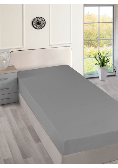 Menderes Home Cotton Collection Ranforce Tek Kişilik Çarşaf Düzboya Gri