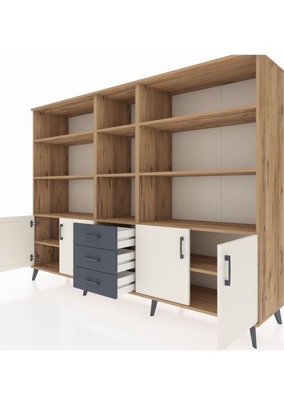 Hyperion Dolap 11 Raflı 3 Çekmeceli 4 Kapaklı 220x44x163 Çam-ayta Çam-aytaşı/antrasit Hyperion Dolap 11 Raflı 3 Çekmeceli 4 Kapaklı 220x44x163 Çam-ayta Çam-aytaşı/antrasit