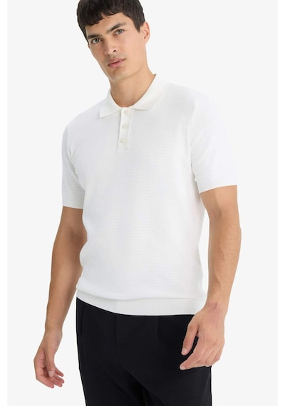 Defacto Standart Fit Polo Yaka Triko Kısa Kollu Tişört F4947ax25auer140 Ekru