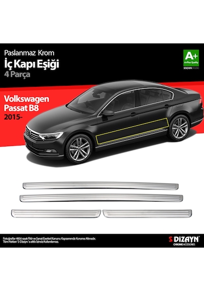 S-Dizayn  VW Passat B8 Krom İç Kapı Eşiği 4 Parça 2015 Üzeri S-Diz