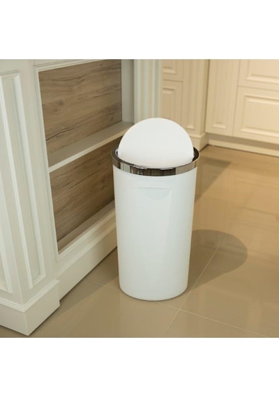 Primanova Lenox Döner Kapaklı Plastik Çöp Kovası Beyaz 35 L Beyaz