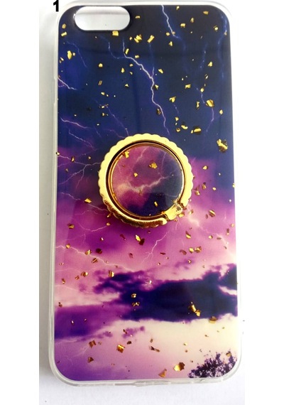 Apple Uyumlu iPhone 6/6s Yüzüklü Simli Mermer Desenli Kılıf