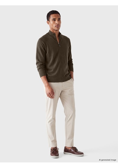 Lcw Vision Haki Regular Fit Dik Yaka Erkek Triko Hırka