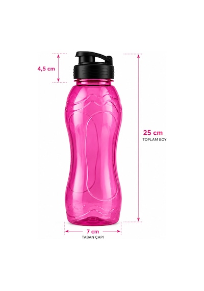 750 Ml Sert Plastik Su Matarası Kilitli Kapaklı, Bpa Free Su Şişesi 3 Renk Seçeneği İle Pembe