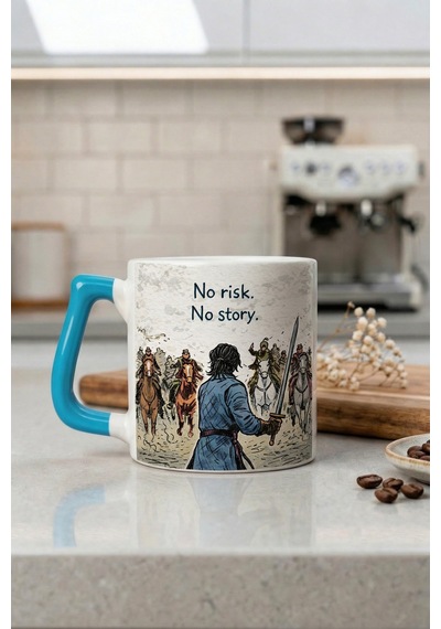 No Risk No Story Yazılı Kupa Bardak - Motivasyon Tasarım Baskılı Seramik Hediye Kupa Bardak Çok Renkli