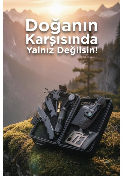 Kamp Acil Durum Kiti Doğada Hayatta Kalma Ekipmanları Srv01 Siyah
