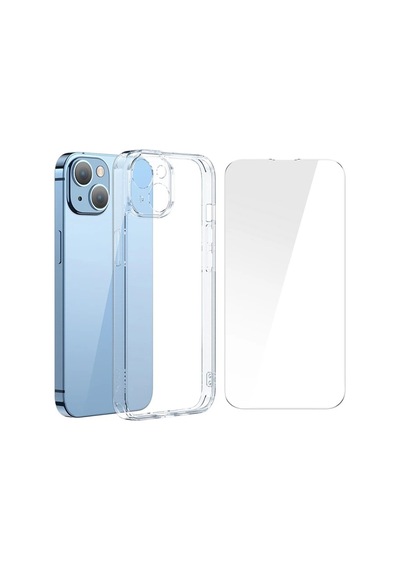 Superceramic Series Apple Uyumlu iPhone 14 Plus 6.7 Koruyucu Cam Kılıf+full Tempered Ekran Koru - Hs08373352-7 Şeffaf 2 Şeffaf 2