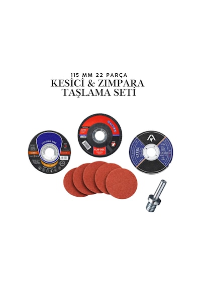 22 Parça Spiral Avuç İçi Taşlama Seti - 115mm Cırt Zımpara Tablası, Inox Kesici Ve Flap Disk Seti - Zımpara Ve Kesici Hobi Seti