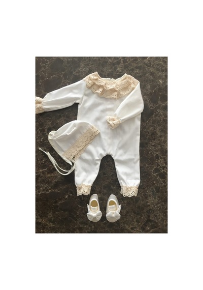 Hayy Baby Kıds Wear Kız Bebek Krem Dantelli Hastane Çıkışı
