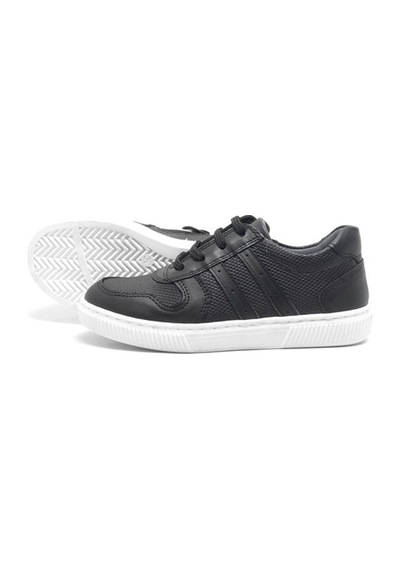 Hakiki Deri Siyah Erkek Çocuk Spor Okul Ayakkabı Sneaker