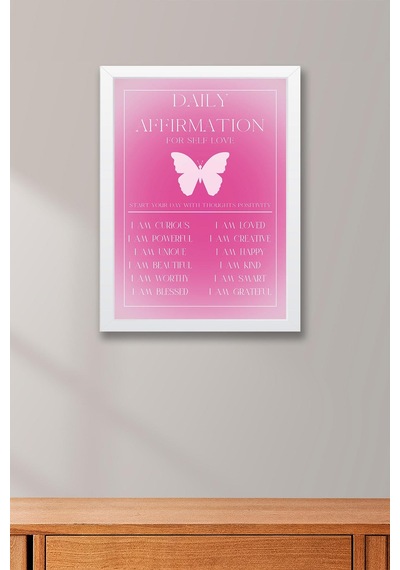 Daily Affirmation For Self Love Çerçeveli Tablo Aura Enerji Renkleri Günlük Olumlama Tekrar Cümleleri
