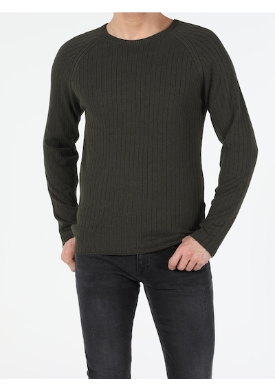 Colin's Slim Fit Bisiklet Yaka Erkek Haki Kazak CL1047125_Q1.V1_KHA