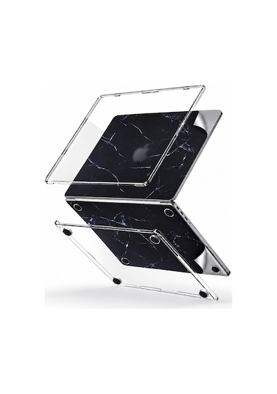 Macbook Uyumlu Air 13,6 İnç M2 M3 M4 M5 A2681 A3113 A3240 A3449 Kristal Şeffaf Sert Kılıf, Geometrik Mermer Desenli 3m Sticker Usb-c Adaptör Hediyeli Set Belirtilmemiş