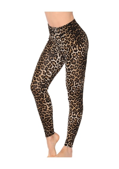 Kolcu Leopar Desenli Likralı Uzun Kadın Tayt - Kb3005 LEOPAR
