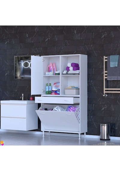 Eliusta Liora Beyaz Çok Amaçlı Banyo Dolabı 100 Cm Genişliğe Sahip 100x171x32,5 Cm Üç Sepetli 2 Raflı Dolap Beyaz Eliusta Liora Beyaz Çok Amaçlı Banyo Dolabı 100 Cm Genişliğe Sahip 100x171x32,5 Cm Üç Sepetli 2 Raflı Dolap Beyaz