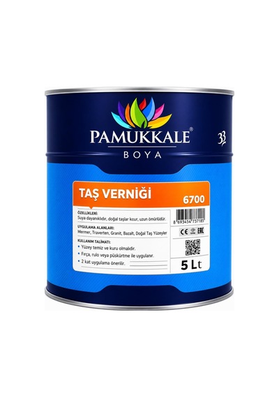 Pamukkale Doğal Taş Verniği Solvent Bazlı Şeffaf 5 Lt