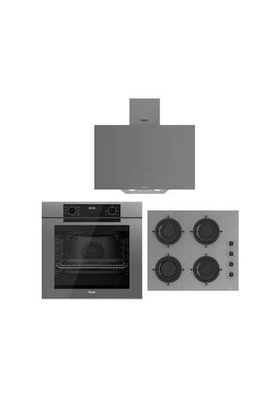 Ferre Artline D079-SA CS208-FA 60 CM  QEP63CPR Gri Ankastre Set