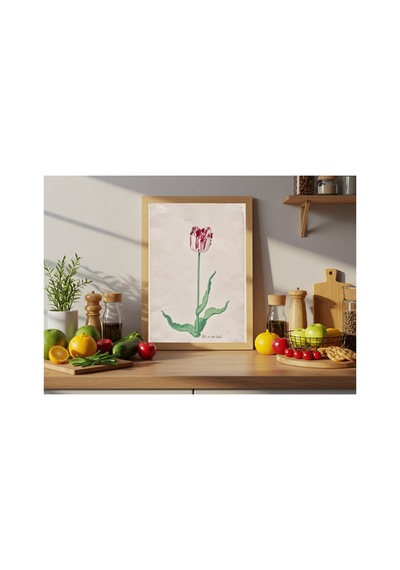 Botanik Holsteyn Lale Etüdü Iı Çerçevesiz Poster 21x30 Cm A4 Botanik Doğa Tarihi Duvar Dekoru