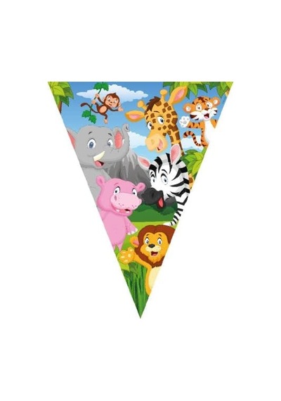 Benim Marifetlerim - Sevimli Hayvanlar Safari Bayrak Flama Seti 11 Adet 320 Cm