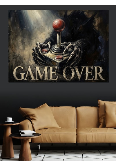 Game Over Klasik Atari Konsolu Dekoratif Kanvas - Mdf Ahşap Tablo