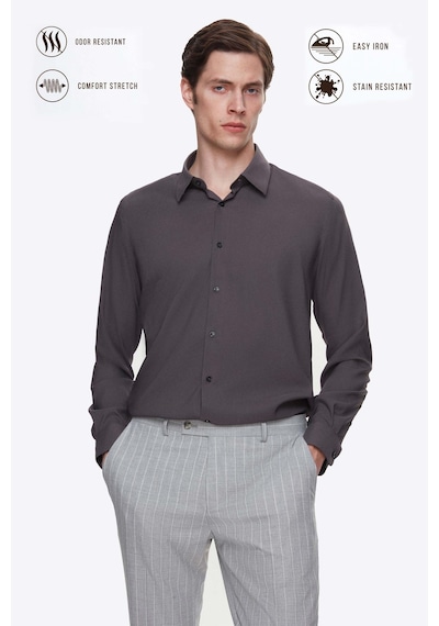Twn Slim Fit Antrasit Düz Gömlek 5ef02ad10288m Antrasit
