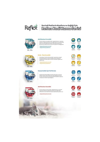 Reflex Aktif Karbonlu Topaklanan Kedi Kumu 6 Lt X 4 Adet
