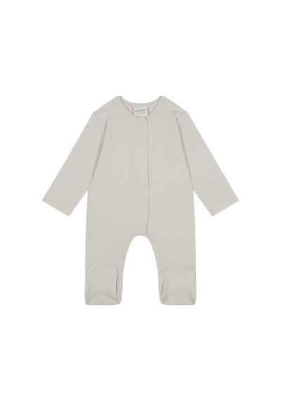 Antebies Organik Gri Çıtçıtlı Uzun Kollu Kız Bebek Patikli Tulum