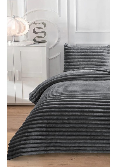 Soft Çizgi Tek Kişilik Yatak Örtüsü 180x240 Gri