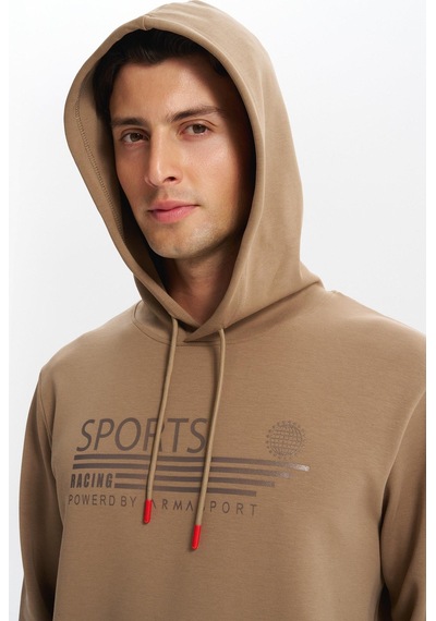 AR-MA Arma Erkek Slim Fit Örme Interlok Kapüşonlu Kanguru Cepli Sweatshirt Yazı Baskılı %80 Pamuk %14 Polyester %6 Elastane K30254685102 Gri - Bej AR-MA Arma Erkek Slim Fit Örme Interlok Kapüşonlu Kanguru Cepli Sweatshirt Yazı Baskılı %80 Pamuk %14 Polyester %6 Elastane K30254685102 Gri - Bej
