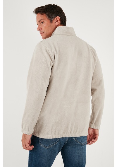 Buratti Regular Fit Yarım Fermuarlı Dik Yaka Yumuşak Dokulu Erkek Sweat 59060661 Kum
