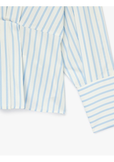 Koton Pamuklu Uzun Kollu Beli Lastikli V Yaka Çizgili Poplin Bluz Mavi Çizgili 6sak60308pw Koton Pamuklu Uzun Kollu Beli Lastikli V Yaka Çizgili Poplin Bluz Mavi Çizgili 6sak60308pw