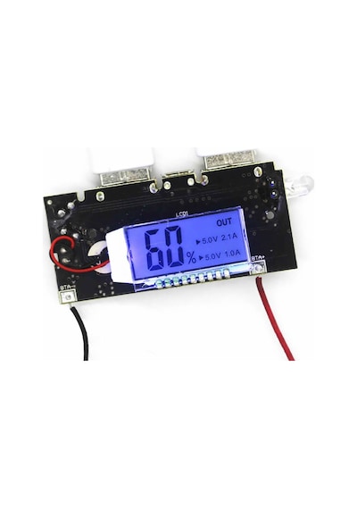 Powerbank Devresi Lcd Ekranlı 5v 1a Dual Usb Çıkış Micro Usb Giriş Lityum Lion 18650 Pil Şarj Mobil