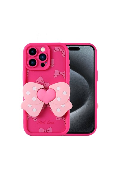 Zore Apple Uyumlu iPhone 15 Pro Max Kılıf Kamera Korumalı Figür Tasarımlı Kapya Kapak-pembe Ko Pembe Koyu