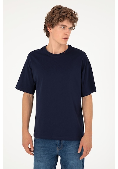 U.S. Polo Assn. Erkek Oversize Fit Bisiklet Yaka Lacivert Tişört 50294288-VR033