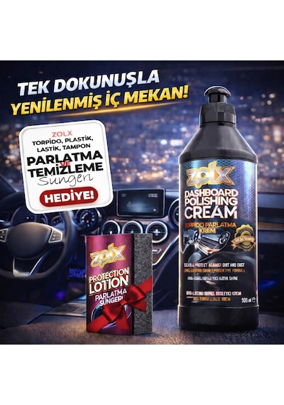 Torpido Plastik Parlatıcı Bakım Kremi Tüm Araçlar İçin 500ml + Sünger Hediyeli. Standart