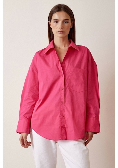 Never More Boyfriend Basic Gömlek Mor