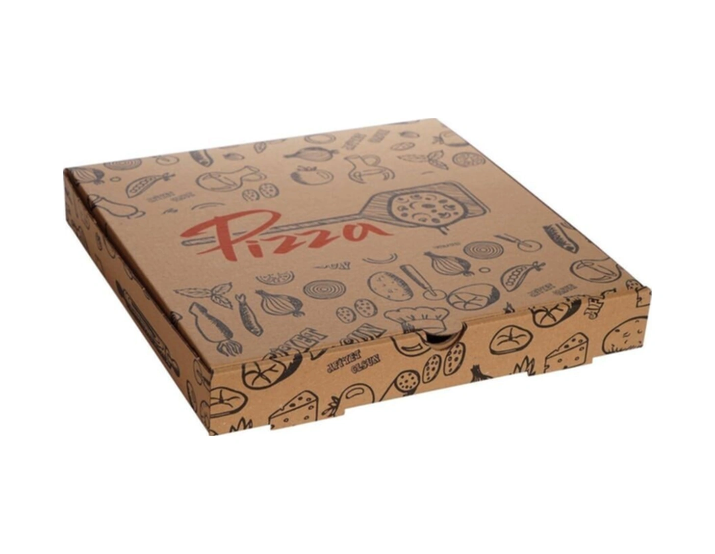 Mix Baskılı Pizza Kutusu 33 Cm 33x33x4 Cm - 500 Adet