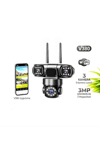 3 Mp Wifi Akıllı Kablosuz Güvenlik Kamerası - Cep Telefonu İzlemeli, Çift Yönlü Sesli Güvenlik Sistemi
