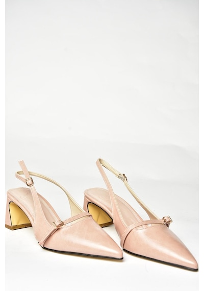 Fox Shoes U654078709 Pudra Kalın Topuklu Kadın Ayakkabı Pudra