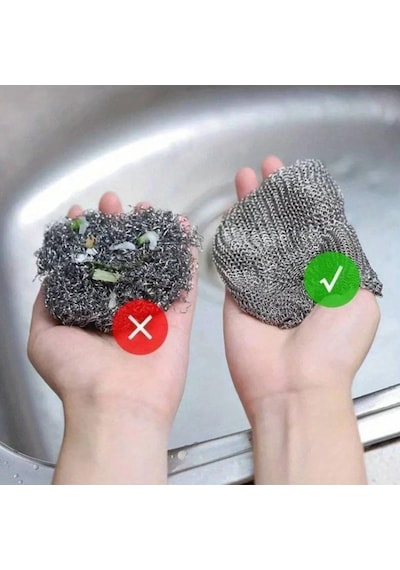 Çok Fonksiyonlu Çizilmez Çelik Tel Bulaşık Bezi 3 Adet