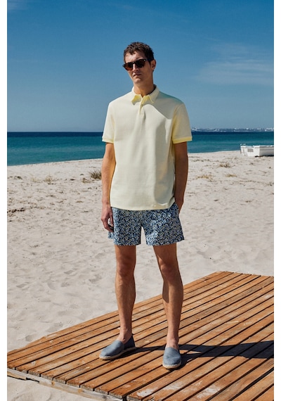 Grimelange LAPORTE Erkek Dokulu Kumaşlı Slim Fit Sarı Polo Yaka T-shirt