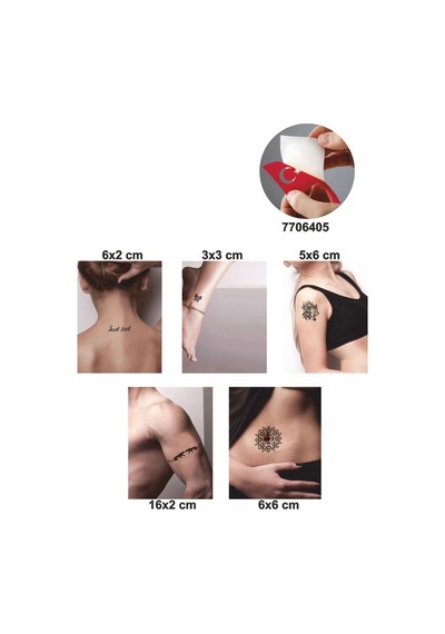 Enhavalı Sadece His Geçici Dövme Kına Şablonu 5'li