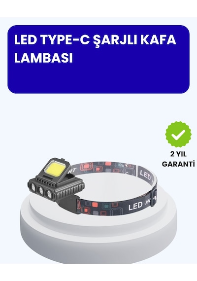 800 Lumen Led Kafa Lambası Cob Ve Xpe Led Type C Şarjlı Ayarlanabilir Açık Gri