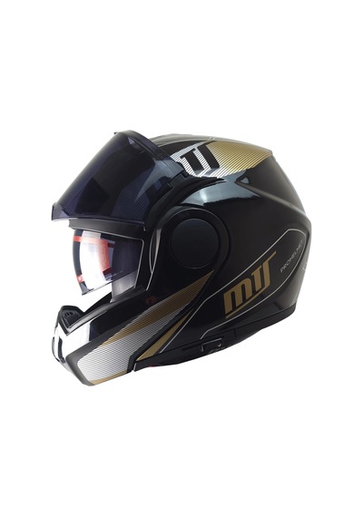 Mts 969 Çene Açılır Modüler Kask Orbit P.siyah-gold Siyah Camlı+güneş Vizörlü