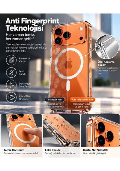 İphone 17 Pro Premium Seffaf Sert Tpu Crystal Clear Magsafe Ozellikli Kılıf