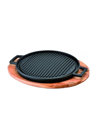 Lava Döküm Yuvarlak Griddle Çift Yön Izgara Tavası Metal Kulplu