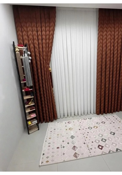 Nivemeshome Ritim Kiremit 1/3 Pileli Fon Perde 60x280