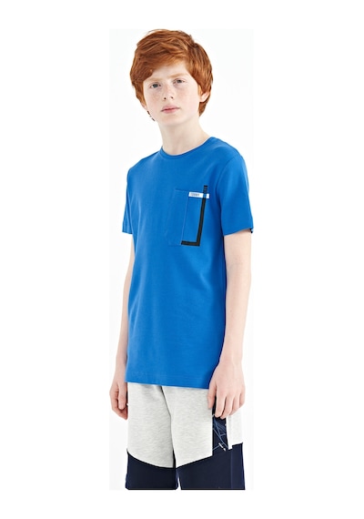 Tommylife Tommy Life Saks Cep Detaylı O Yaka Standart Kalıp Erkek Çocuk T-shirt - 11120 Saks
