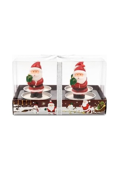 Yılbaşı Temalı Noel Baba Figürlü Mum Seti 4 Lü Yılbaşı Mumu, Yılbaşı Hediyesi, Yılbaşı Sofra Süsleme 50 x 22