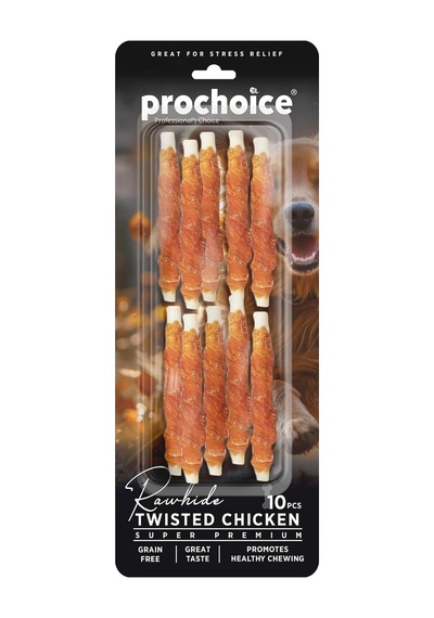 Twisted Chicken, Köpekler İçin Tavuk Derili Burgu Ödül Çubuğu 10 Parça